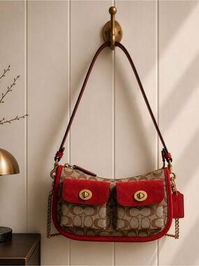 Coach Waverly Signature Jacquard in Canvas and Poppy - NWT